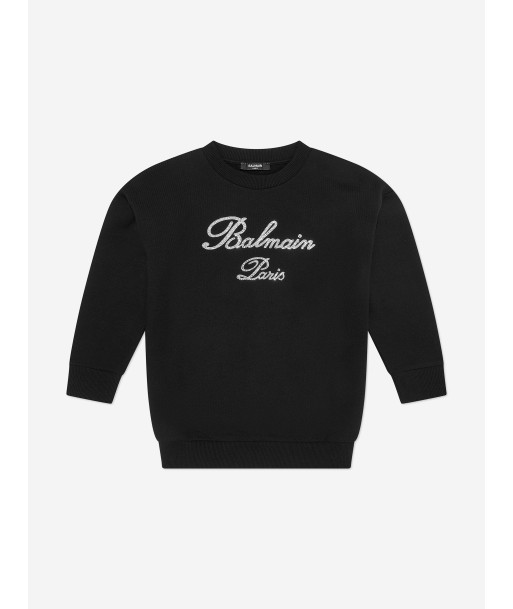 Balmain Girls Paris Logo Sweatshirt in Black pas cheres