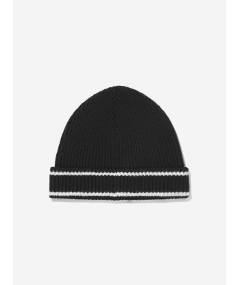 Balmain Kids Knitted Beanie Hat in Black le des métaux précieux