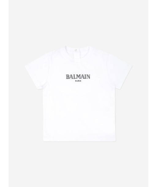 Balmain Baby Paris Logo T-Shirt in White Vous souhaitez 