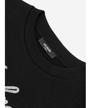 Balmain Girls Paris Logo Sweatshirt in Black pas cheres