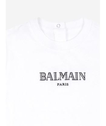 Balmain Baby Paris Logo T-Shirt in White Vous souhaitez 