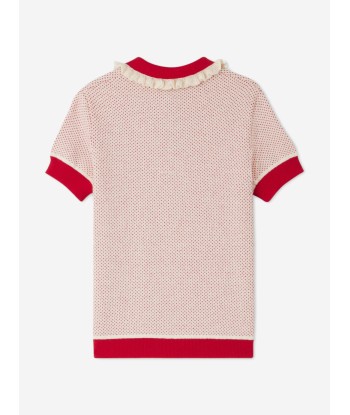 Bonpoint Girls Knitted Frynja Polo Shirt in Red de votre