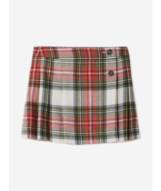 Bonpoint Girls Talissa Tartan Wool Skirt in Red de pas cher