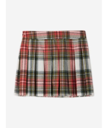 Bonpoint Girls Talissa Tartan Wool Skirt in Red de pas cher