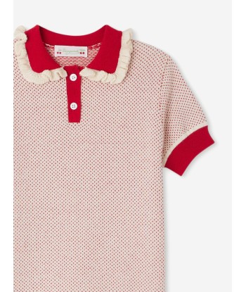 Bonpoint Girls Knitted Frynja Polo Shirt in Red de votre