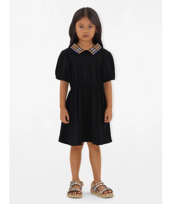 Burberry Girls Alesea Check Rib Dress in Black basket pas cher