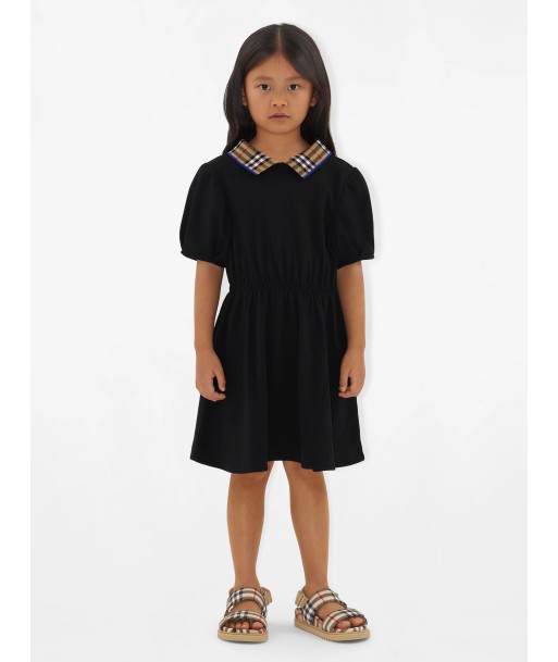 Burberry Girls Alesea Check Rib Dress in Black basket pas cher