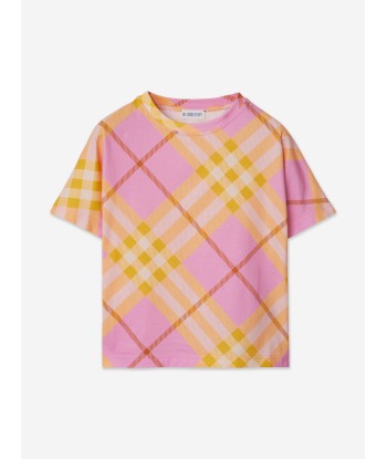 Burberry Girls Lilia Check T-Shirt in Pink de la marque