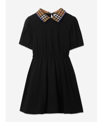 Burberry Girls Alesea Check Rib Dress in Black basket pas cher