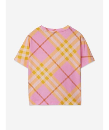 Burberry Girls Lilia Check T-Shirt in Pink de la marque