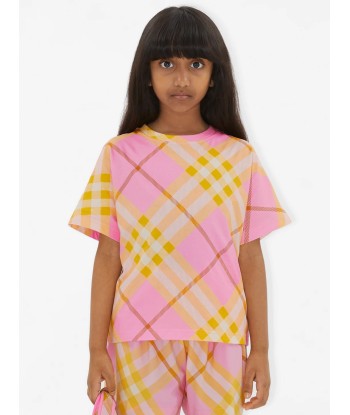 Burberry Girls Lilia Check T-Shirt in Pink de la marque