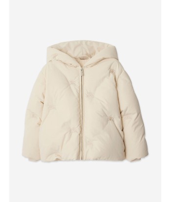 Burberry Girls Clara Puffer Jacket in Ivory pas cher chine