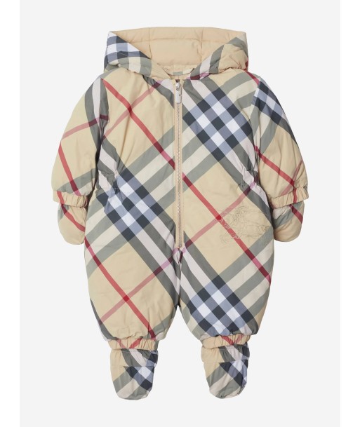 Burberry Baby Robson Check Snowsuit in Beige Véritable concentré