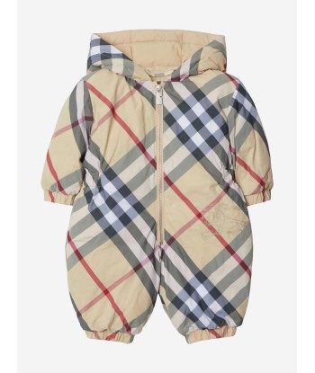 Burberry Baby Robson Check Snowsuit in Beige Véritable concentré