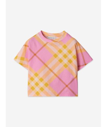 Burberry Baby Girls Mini Lilia Check T-Shirt in Pink Venez acheter