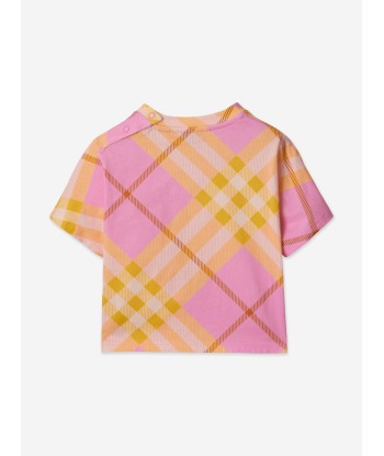 Burberry Baby Girls Mini Lilia Check T-Shirt in Pink Venez acheter