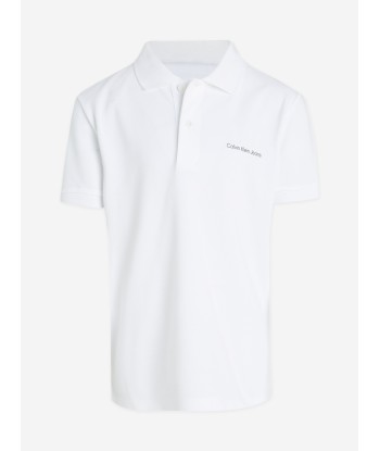 Calvin Klein Boys Minimalistic Logo Polo Shirt in White Comment ça marche