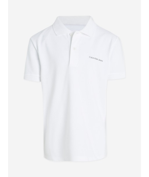 Calvin Klein Boys Minimalistic Logo Polo Shirt in White Comment ça marche