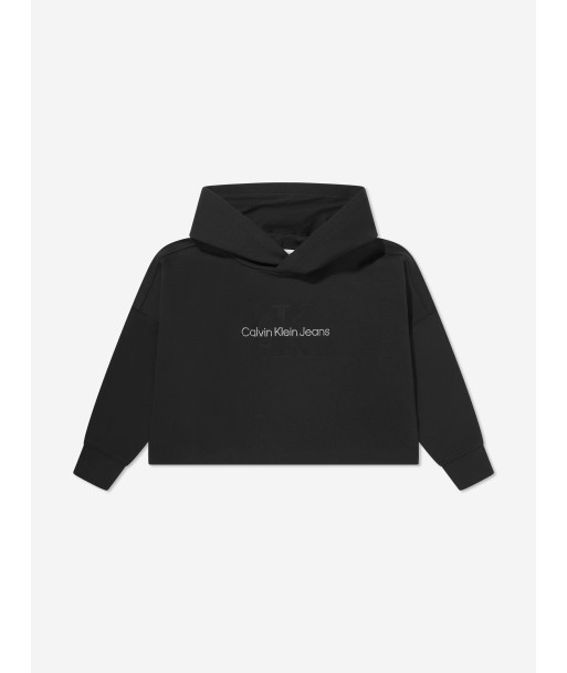 Calvin Klein Girls Glitter Monogram Hoodie in Black de l' environnement