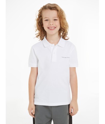 Calvin Klein Boys Minimalistic Logo Polo Shirt in White Comment ça marche