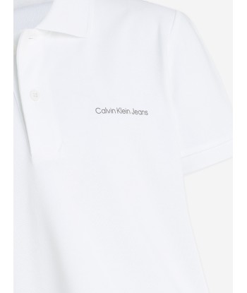 Calvin Klein Boys Minimalistic Logo Polo Shirt in White Comment ça marche