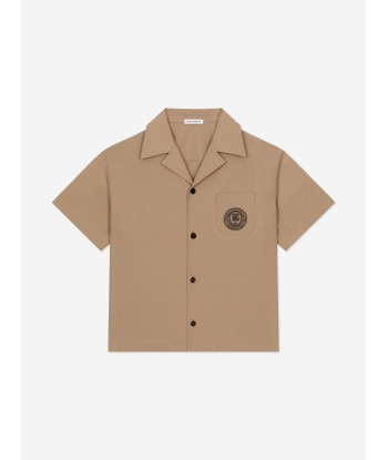 Dolce & Gabbana Boys Embroidered Pocket Shirt in Beige Venez acheter