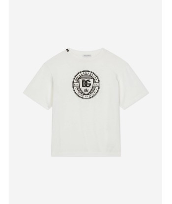 Dolce & Gabbana Boys Logo Stamp T-Shirt in White de votre