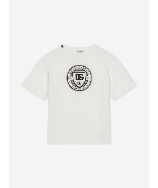 Dolce & Gabbana Boys Logo Stamp T-Shirt in White de votre