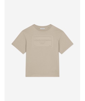 Dolce & Gabbana Boys Embossed Logo T-Shirt in Beige en ligne