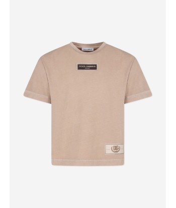 Dolce & Gabbana Boys Logo Label T-Shirt in Beige 2024