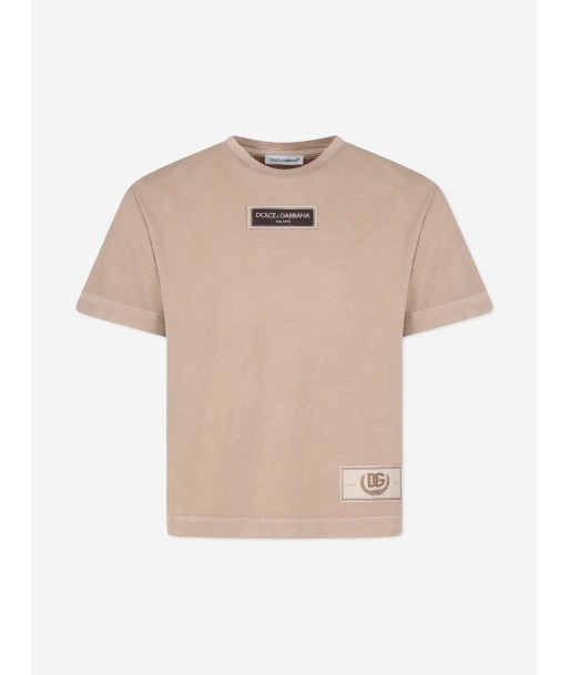 Dolce & Gabbana Boys Logo Label T-Shirt in Beige 2024