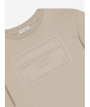 Dolce & Gabbana Boys Embossed Logo T-Shirt in Beige en ligne