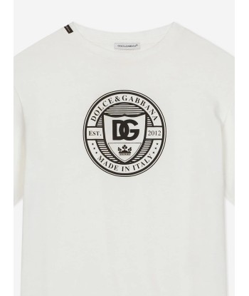 Dolce & Gabbana Boys Logo Stamp T-Shirt in White de votre