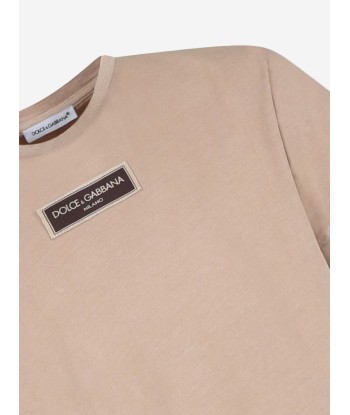 Dolce & Gabbana Boys Logo Label T-Shirt in Beige 2024