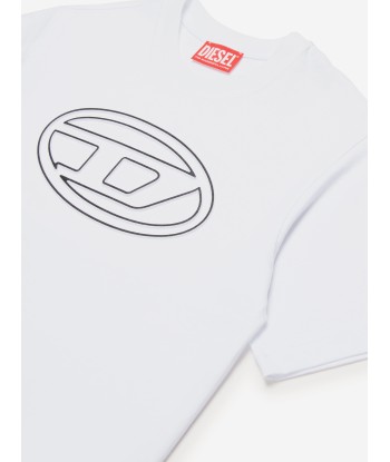 Diesel Boys Oval D Logo T-Shirt in White en ligne