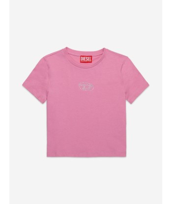 Diesel Girls Oval D Logo T-Shirt in Pink Comparez et commandez 