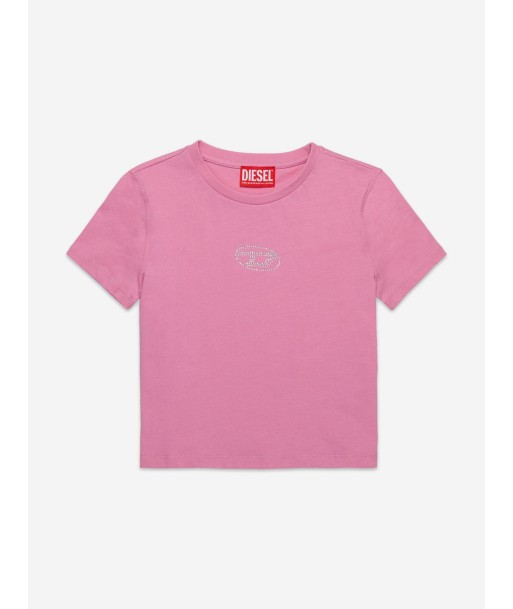 Diesel Girls Oval D Logo T-Shirt in Pink Comparez et commandez 