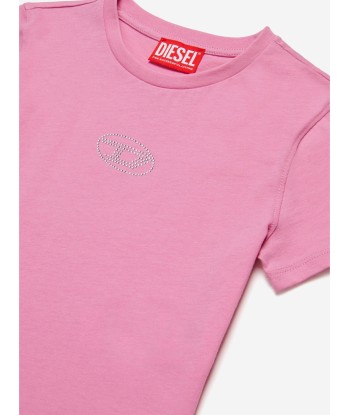 Diesel Girls Oval D Logo T-Shirt in Pink Comparez et commandez 