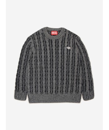 Diesel Kids Knitted Jumper in Grey livraison et retour toujours gratuits