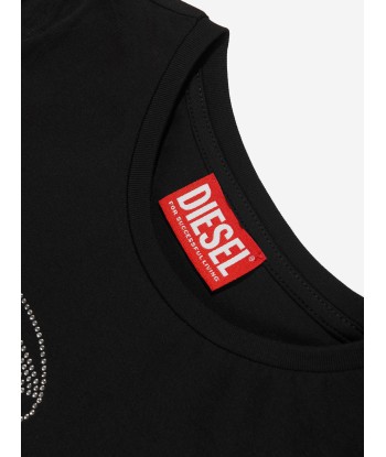 Diesel Girls Oval D Logo T-Shirt in Black Découvrez la collection