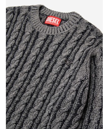 Diesel Kids Knitted Jumper in Grey livraison et retour toujours gratuits