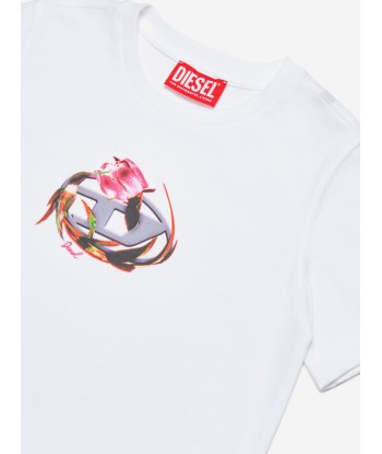 Diesel Girls Logo T-Shirt in White acheter