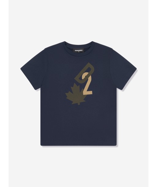 Dsquared2 Kids Maple Leaf Logo T-Shirt in Navy de votre