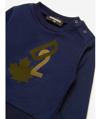 Dsquared2 Baby Maple Leaf Logo Sweatshirt in Navy pas chere