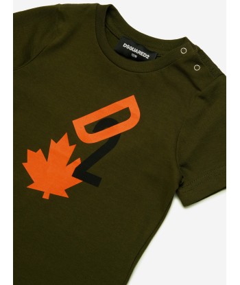 Dsquared2 Baby Maple Leaf Logo T-Shirt in Green store