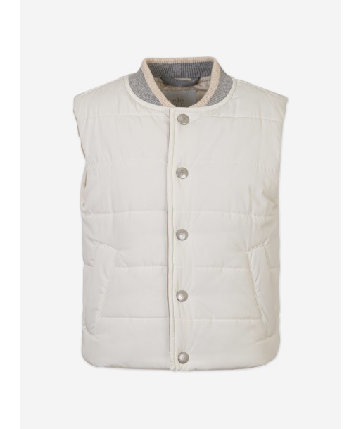 Eleventy Boys Quilted Gilet in Ivory 2024