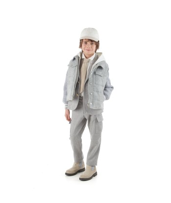 Eleventy Boys Hooded Gilet in Grey outlet