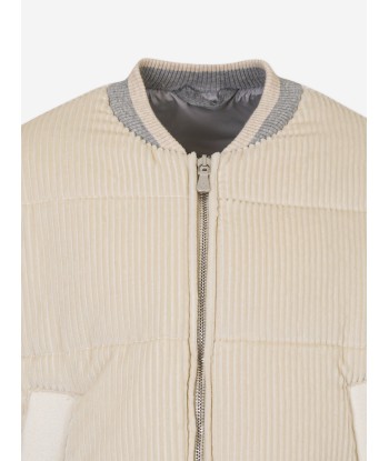 Eleventy Boys Corduroy Puffer Jacket in Ivory Le MVP de beaucoup