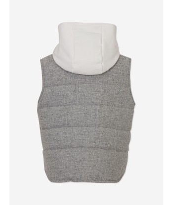 Eleventy Boys Hooded Gilet in Grey outlet