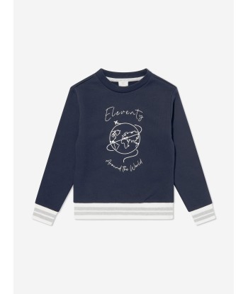 Eleventy Boys Around The World Sweatshirt in Blue de votre